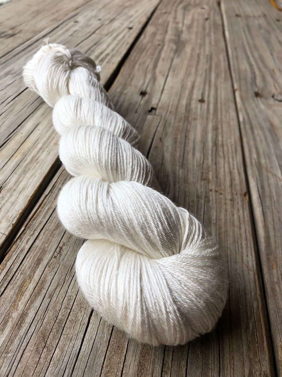 Undyed Natural White Merino Silk Yarn, 3 Ply, 50 Gram, Fingering