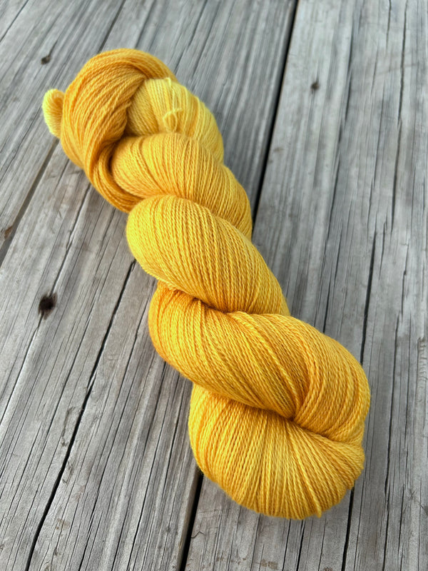 Goldenrod Yellow, Silk Treasures Lace Yarn, Poseidon’s Trident