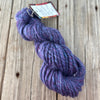 Handspun Bulky Yarn, purple gray blue, 2 ply, wool sparkle, 54 yards