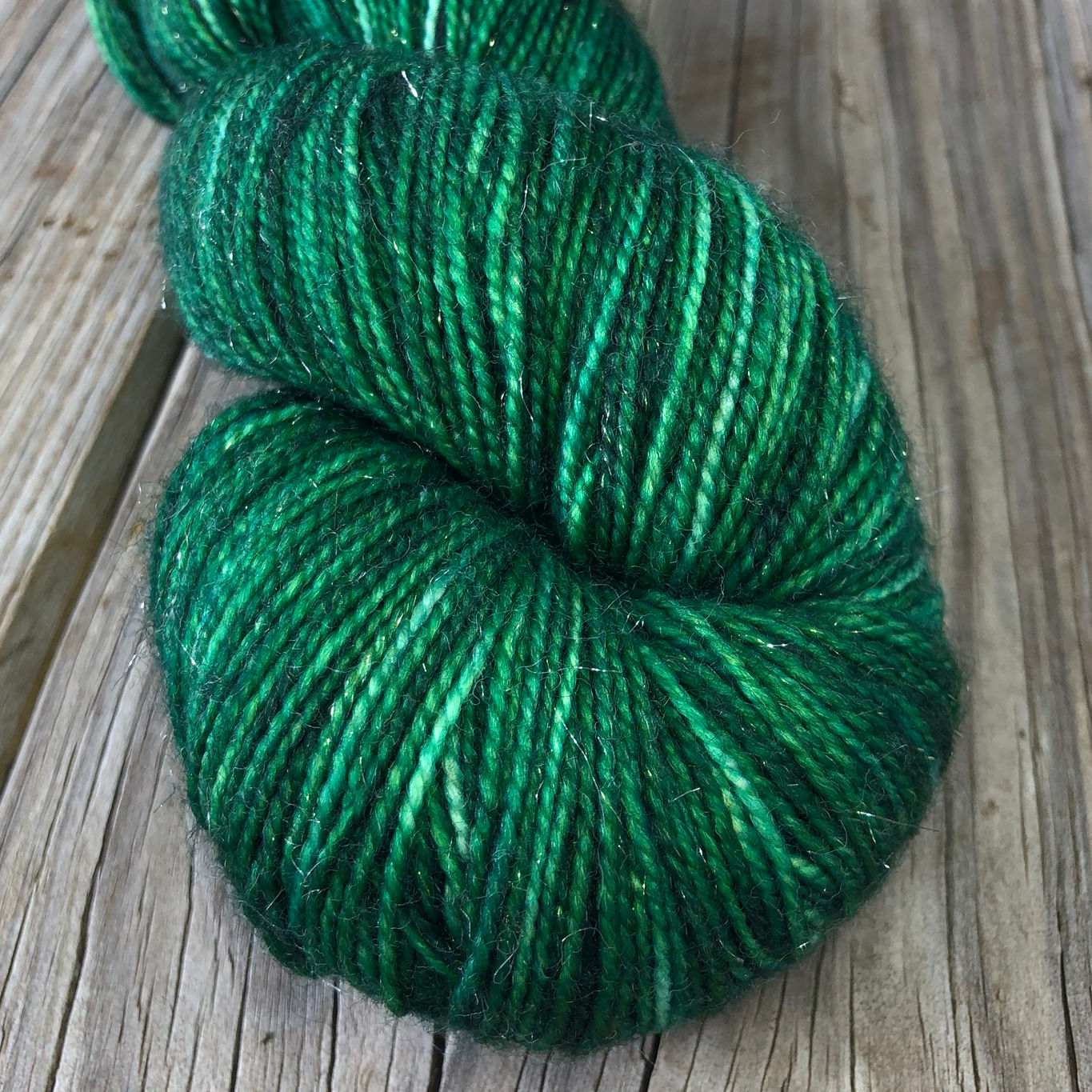 Emerald Green Sparkle Toes Sock Yarn, PreOrder, Treasure of the Emeral