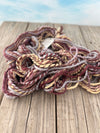 Handspun Bulky Yarn, purple plum gold blue, 2 ply, superwash merino wool, 78 yards