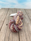 Handspun Bulky Yarn, purple plum gold blue, 2 ply, superwash merino wool, 78 yards