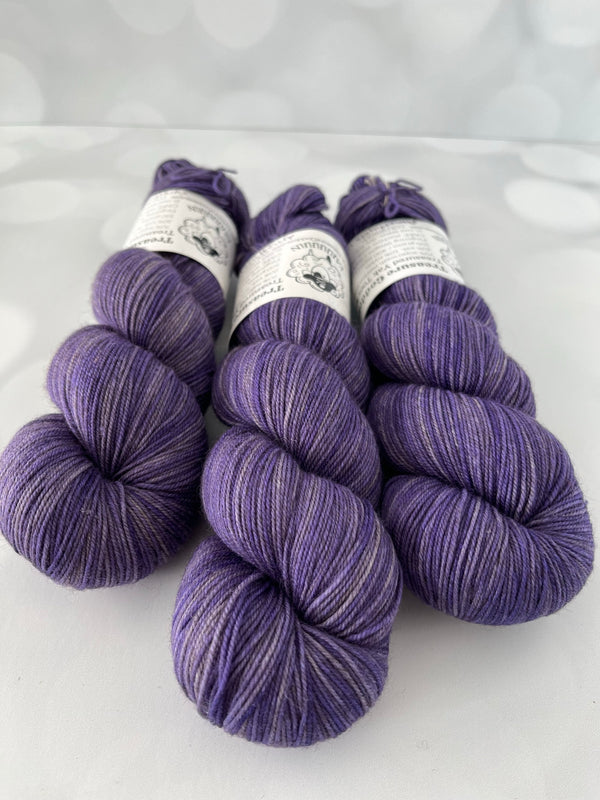 Amethysts in the Abyss, Treasured Yak Toes Sock Yarn, lilac purple violet yarn