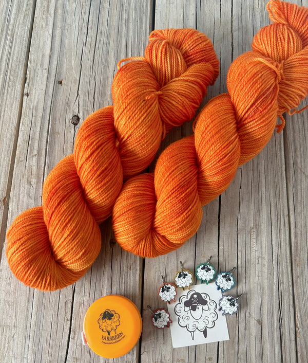 Orange Lusty Wench Kit, Cable Cowl Knitting Kit KAL, Organic Merino Sport Treasures Yarn