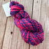 Handspun Bulky Yarn, hot pink purple, 2 ply, polwarth wool, 82 yards