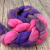 Pink Purple Gray BFL Combed Top, hand dyed luxury spinning fiber, blue faced leicester wool