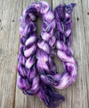 Purple Superwash Merino Bamboo Combed Top, hand dyed luxury spinning fiber