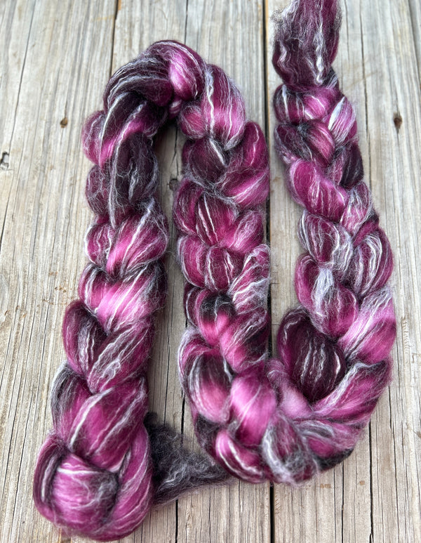 Wine Superwash Merino Bamboo Combed Top, hand dyed luxury spinning fiber