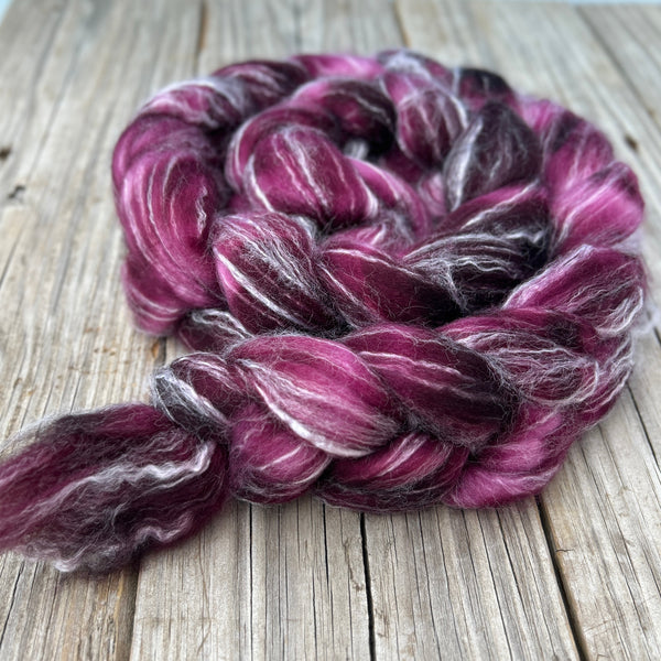 Wine Superwash Merino Bamboo Combed Top, hand dyed luxury spinning fiber