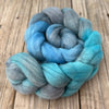 Blue Gray Teal Targhee Wool Combed Top, hand dyed luxury spinning fiber, non super wash wool