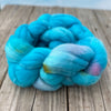 Turquoise Cotton Candy Targhee Wool Combed Top, hand dyed luxury spinning fiber, non super wash wool