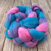 Cotton Candy Targhee Wool Combed Top, hand dyed luxury spinning fiber, non super wash wool