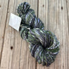 Handspun Bulky Yarn, blue green spring meadow, 2 ply, fine merino wool, 82 yards