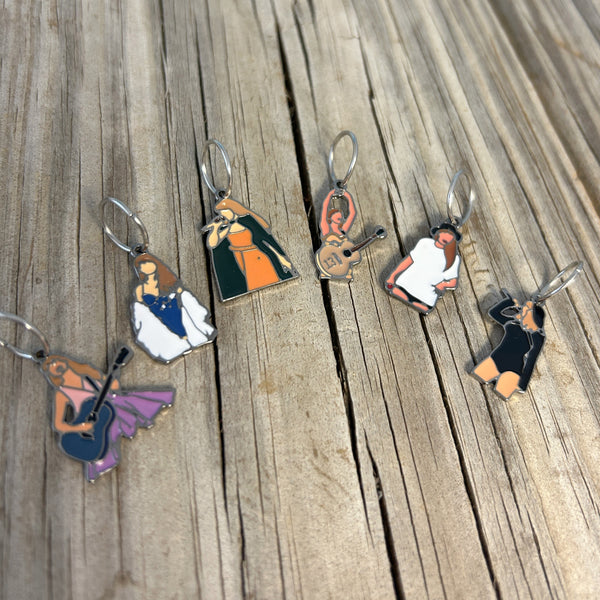 Swiftie Stitch Markers, Taylor Swift knitting stitch marker set of 6