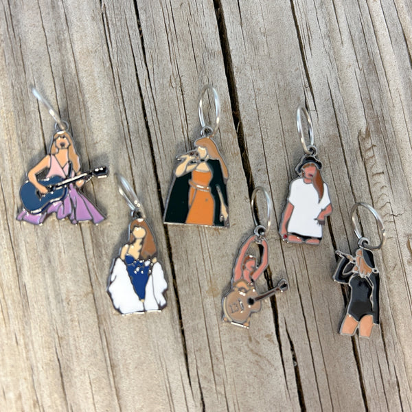 Swiftie Stitch Markers, Taylor Swift knitting stitch marker set of 6