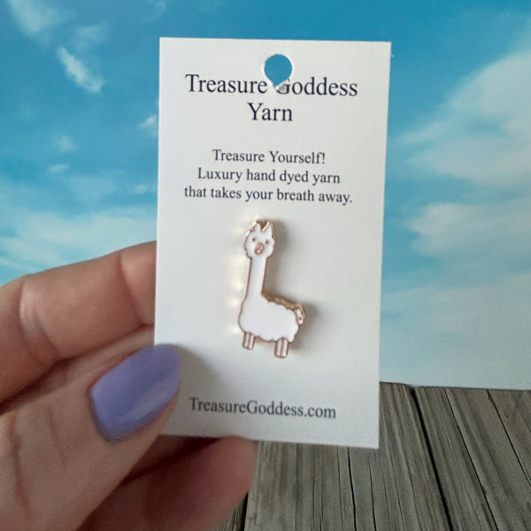 White Alpaca Enamel Pin