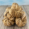 Handspun Bulky Yarn, gold brown tan, 2 ply, superwash merino wool, 72 yards