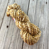 Handspun Bulky Yarn, gold brown tan, 2 ply, superwash merino wool, 72 yards