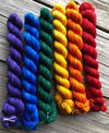 Graynbow Shawl Crochet Kit, rainbow mini skein set with 2 full size gray sock yarn skeins